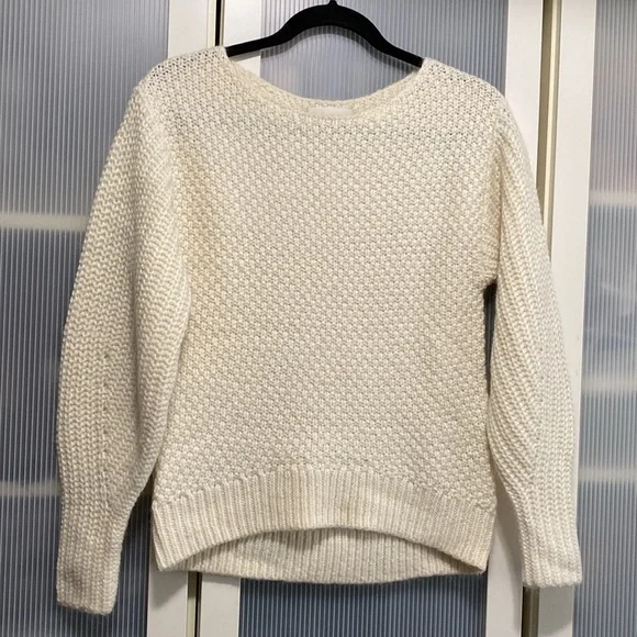 NWOT Aritzia Wool Blend  Crew Neck Knitted Ivory Long Sleeve Sweater Siz… - Picture 4 of 12